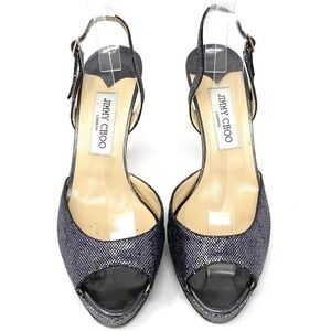 Jimmy Choo Shoes Sandals Heels Pumps Metallic Silver 39.5 or US 9